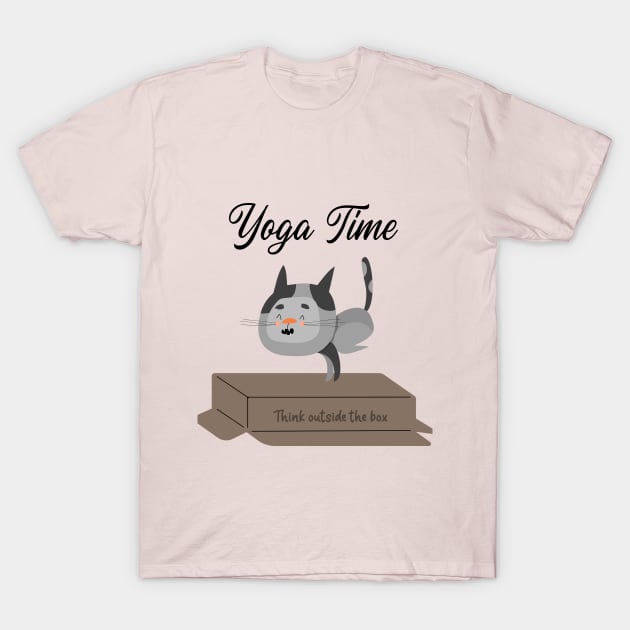 Yoga Cat / Yoga Time / Yoga Training T-shirt / Cute Cat Doing Yoga / Think Outside The Box T-Shirt by Redboy